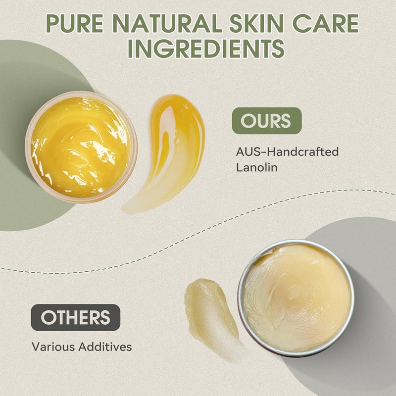 CHALING Handmade Lanolin - 100% Pure Natural Australian Lanolin Cream - Made in USA - USP Grade Moisturizer for Dry/Cracked Skin, Nipple Discomfort, Lip Hydration & Eczema | Unscented, Additive-Free(3.5 oz) - Image 3